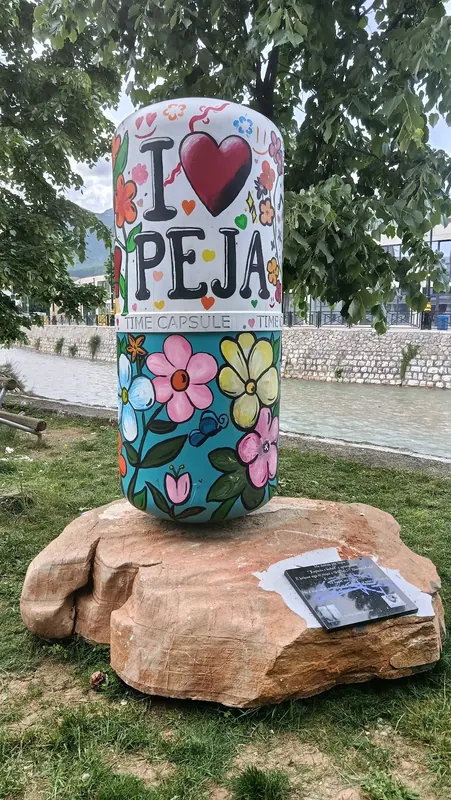The “I love Peja” time capsule by the river in Peja